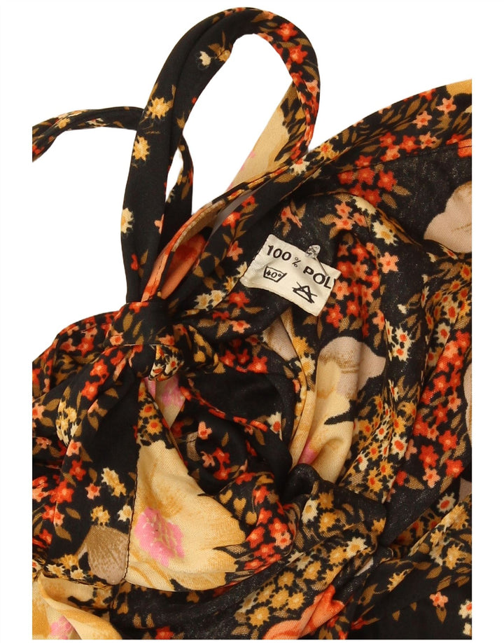 Fusta A-Line pentru femei Vintage W34 Poliester Floral Negru mare