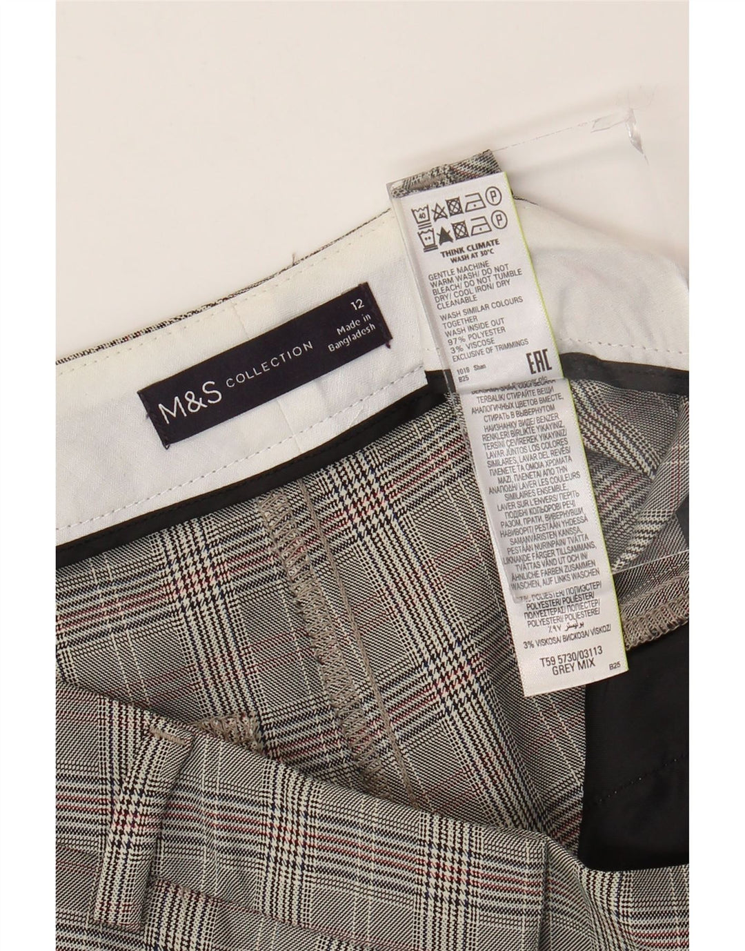 Pantaloni chino pentru femei Marks & Spencer UK 12 Medium W32 L33 Gri Houndstooth