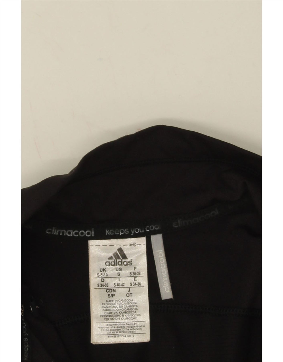 Jachetă de top pentru trening Climacool pentru femei, Marea Britanie 8/10, nailon mic, negru
