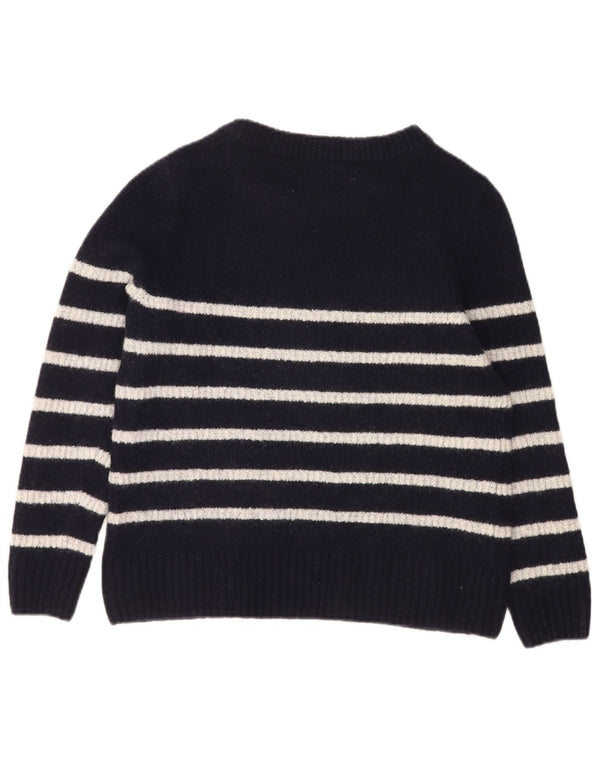 Pulover Barbour pentru femei cu gât de barcă UK 14 Mediu Lână cu dungi bleumarin