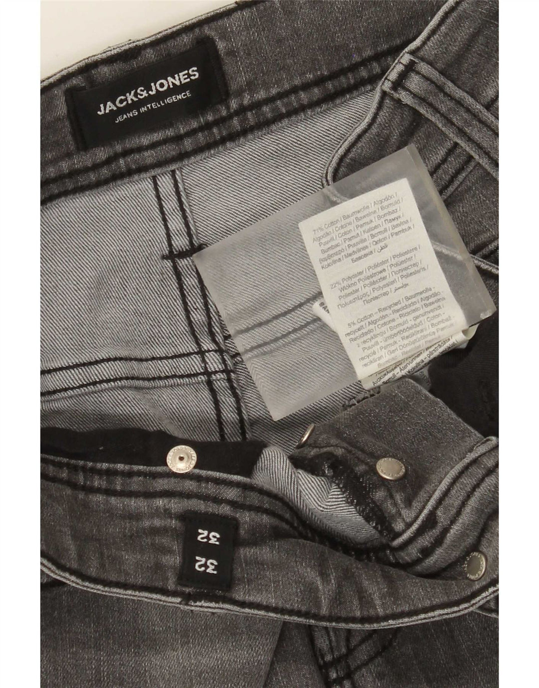 Blugi slim pentru bărbați Jack & Jones W32 L32 bumbac gri