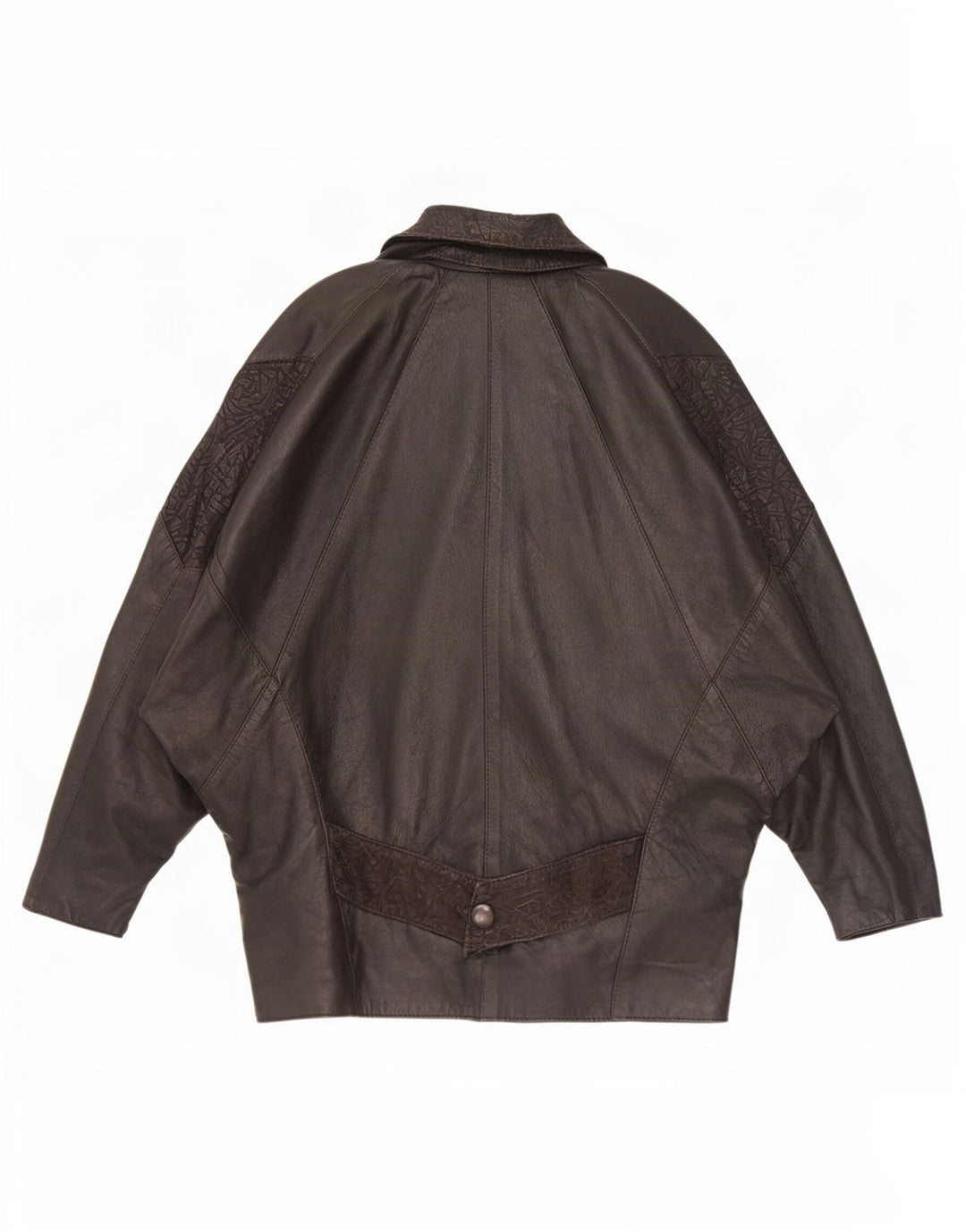 Jachetă de piele supradimensionată vintage pentru femei UK 10 Small Black