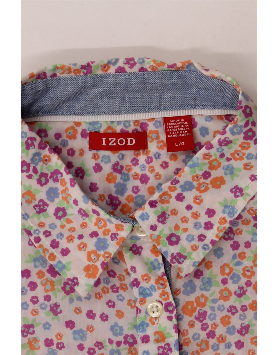IZOD Womens Shirt UK 16 Large Multicoloured Floral Cotton Vintage Izod and Second-Hand Izod from Messina Hembry 