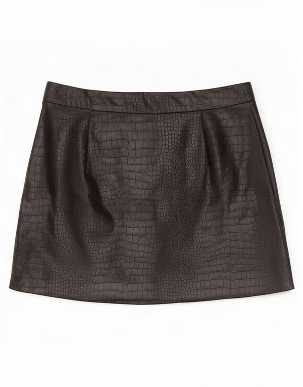 Fusta mini din piele artificială pentru femei Zara Medium W28 Black Animal Print