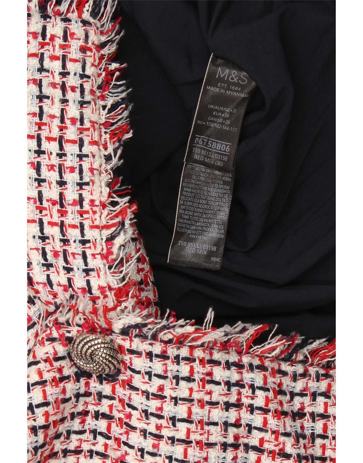 Jachetă pentru femei Marks & Spencer cu 3 nasturi, UK 30 6XL, poliester cu carouri roșii