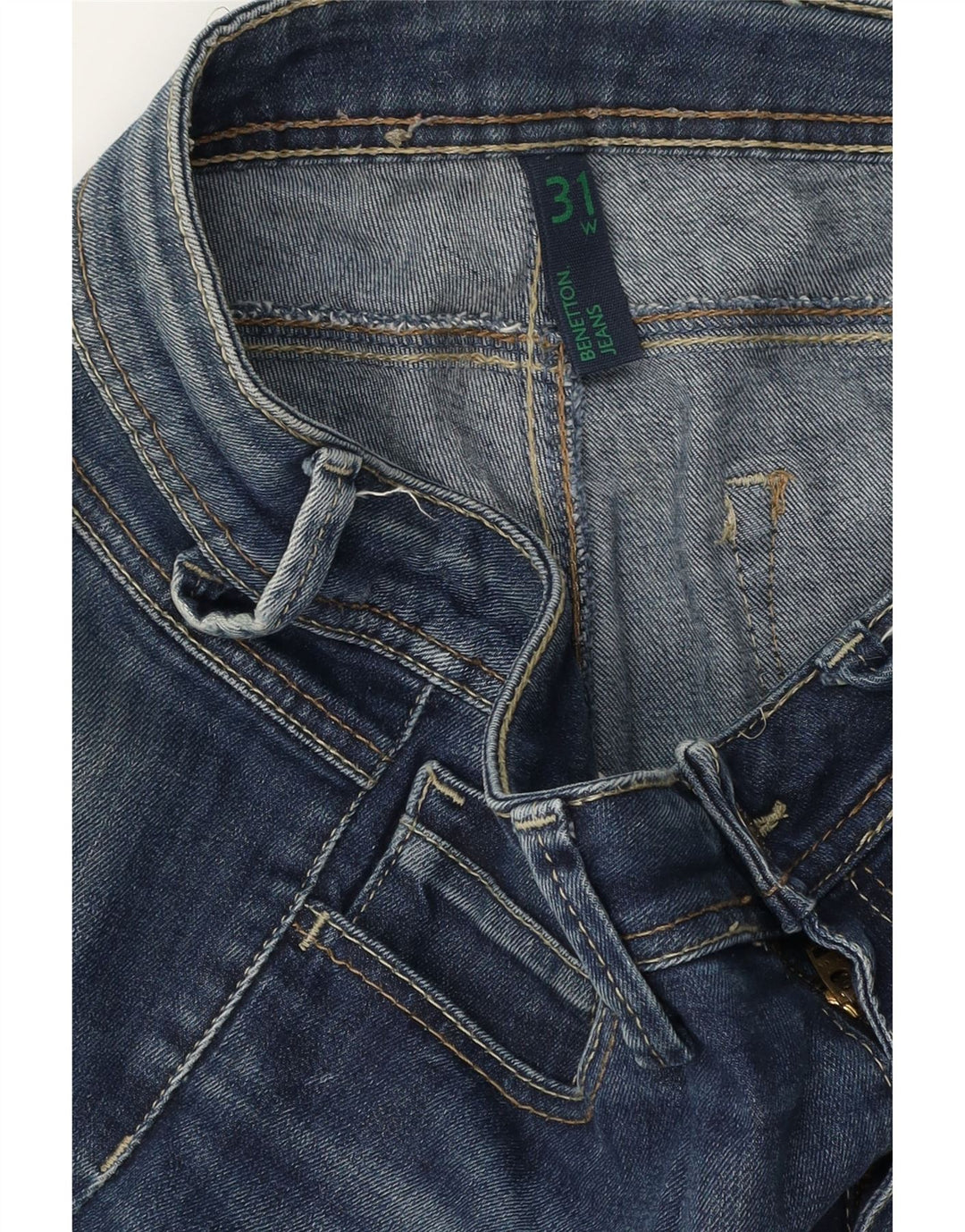 BENETTON Mens Straight Jeans W31 L32 Navy Blue Cotton Vintage Benetton and Second-Hand Benetton from Messina Hembry 