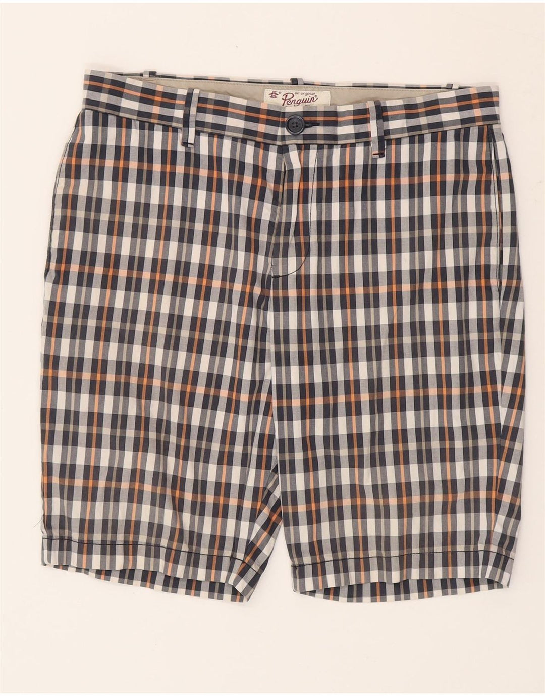 Pantaloni scurți chino pentru bărbați Penguin W32, bumbac cu carouri medii, multicolore