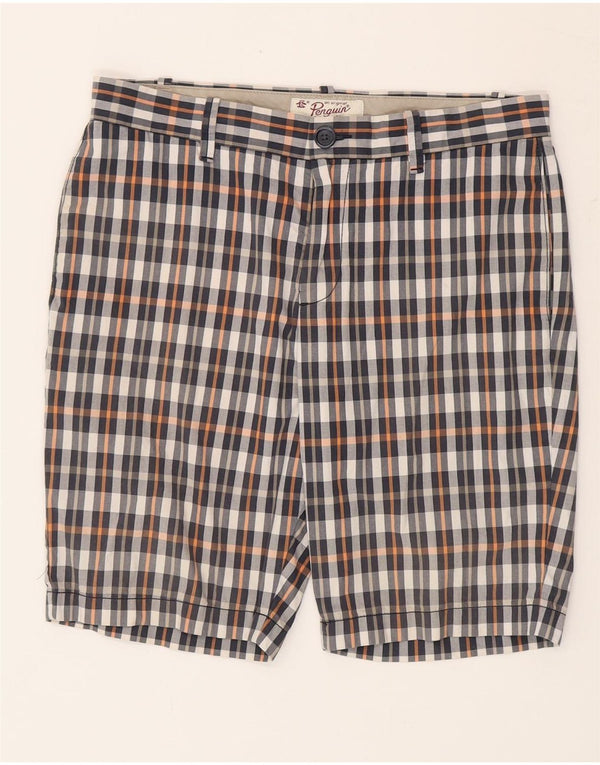 Pantaloni scurți chino pentru bărbați Penguin W32, bumbac cu carouri medii, multicolore