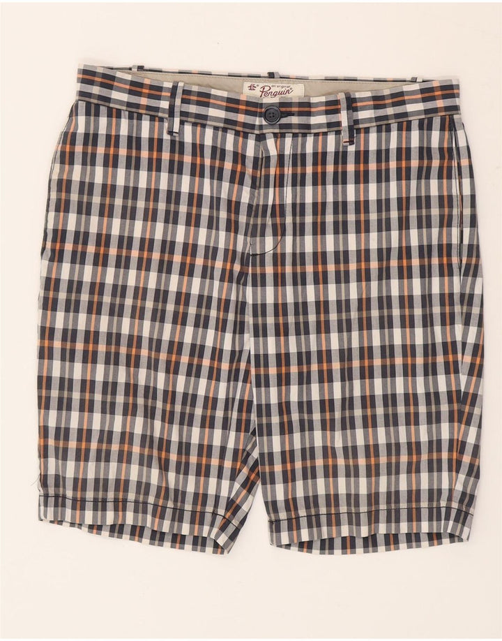 Pantaloni scurți chino pentru bărbați Penguin W32, bumbac cu carouri medii, multicolore
