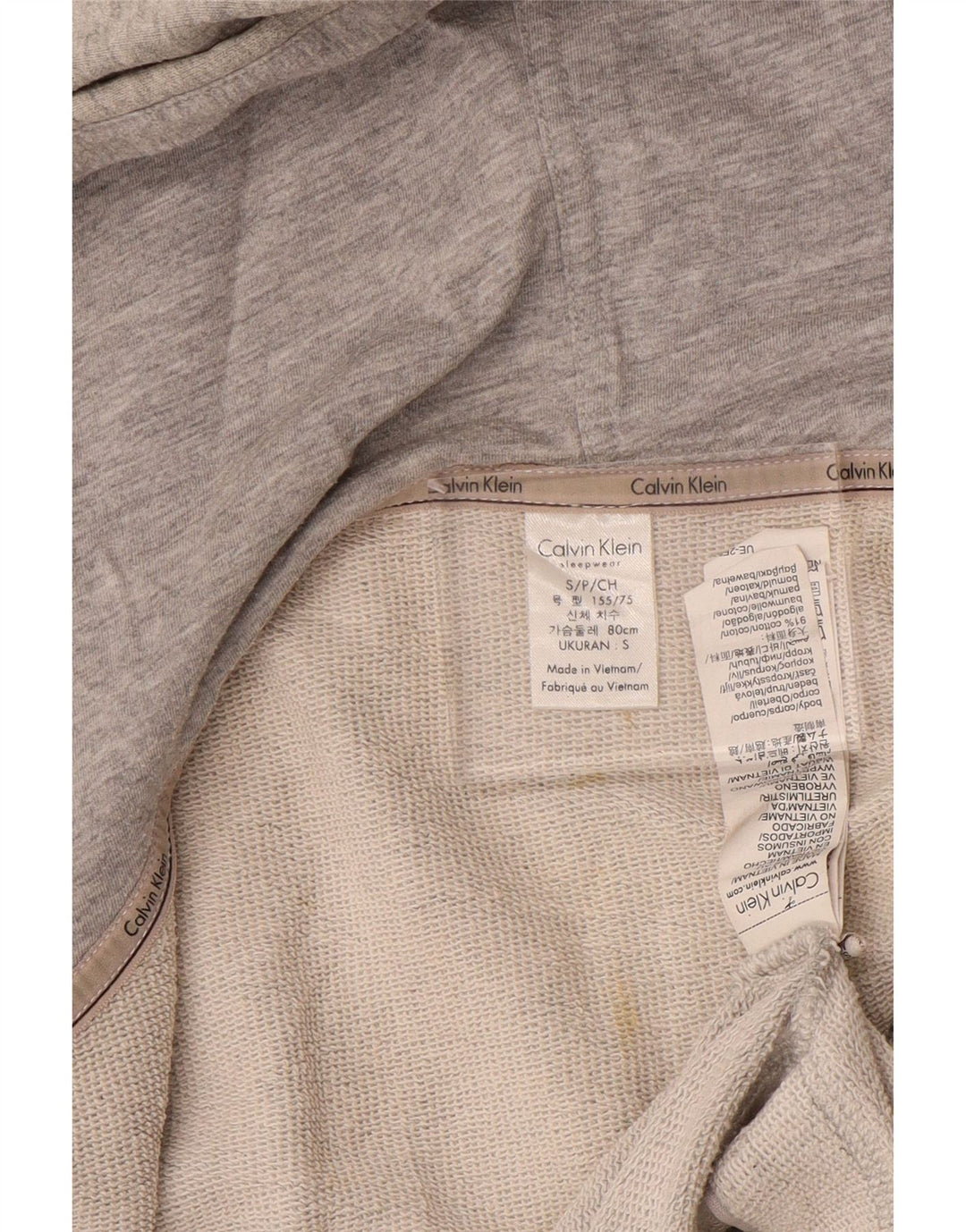 CALVIN KLEIN Pulover Crop Graphic Zip Hoodie pentru femei UK 10 Small Gri