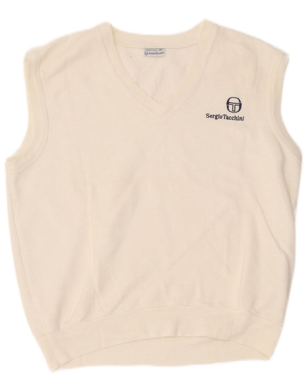 Pulover fără mâneci pentru bărbați Sergio Tacchini, alb mediu acrilic