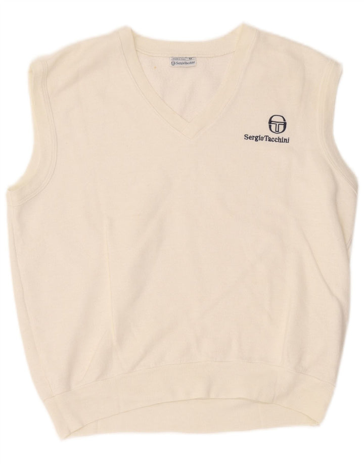 Pulover fără mâneci pentru bărbați Sergio Tacchini, alb mediu acrilic