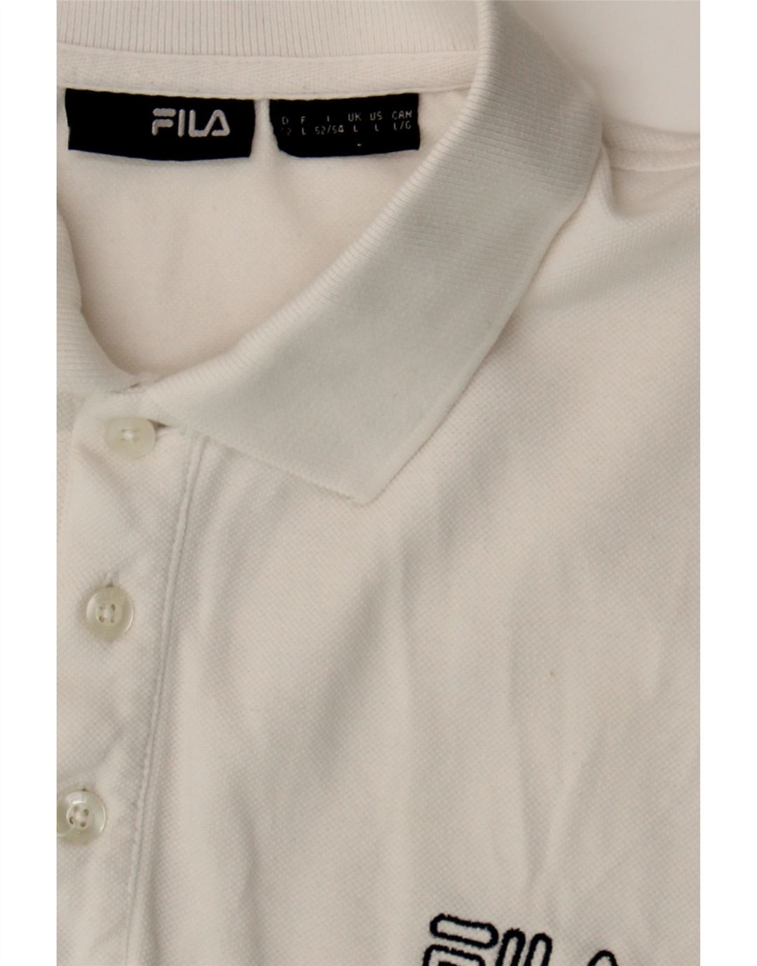 FILA Mens Polo Shirt Large White Cotton Vintage Fila and Second-Hand Fila from Messina Hembry 