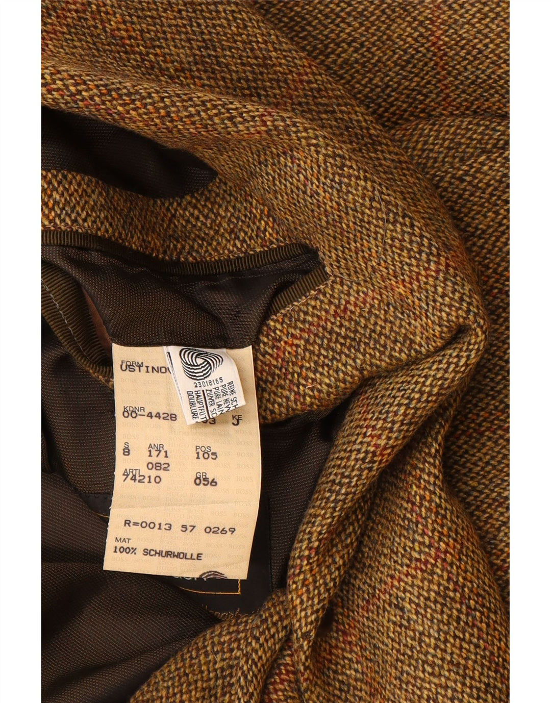 Jachetă pentru bărbați HUGO BOSS cu 2 nasturi EU 56 3XL Lână nouă cu carouri maro