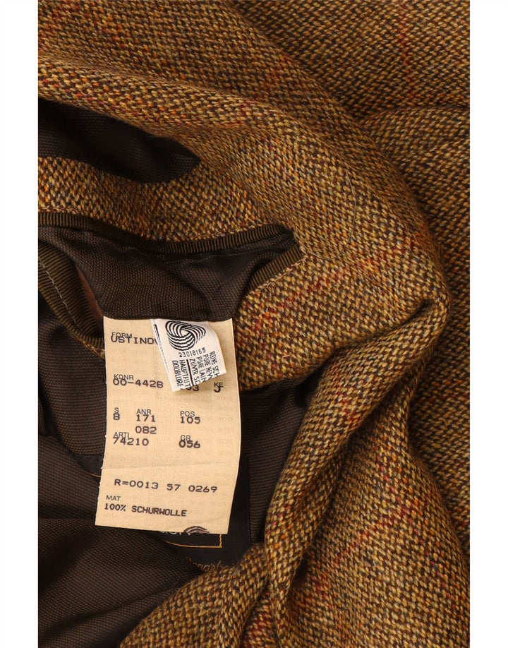 Jachetă pentru bărbați HUGO BOSS cu 2 nasturi EU 56 3XL Lână nouă cu carouri maro