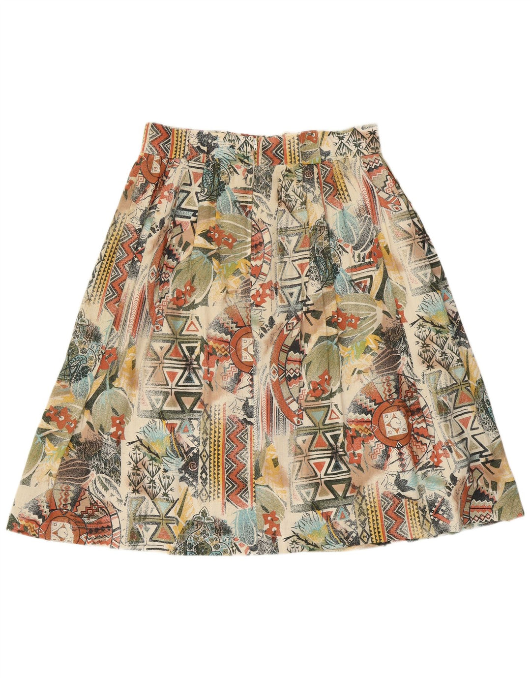 Fusta plisată pentru femei VINTAGE UK 16 Large W32 Multicolor Geometric