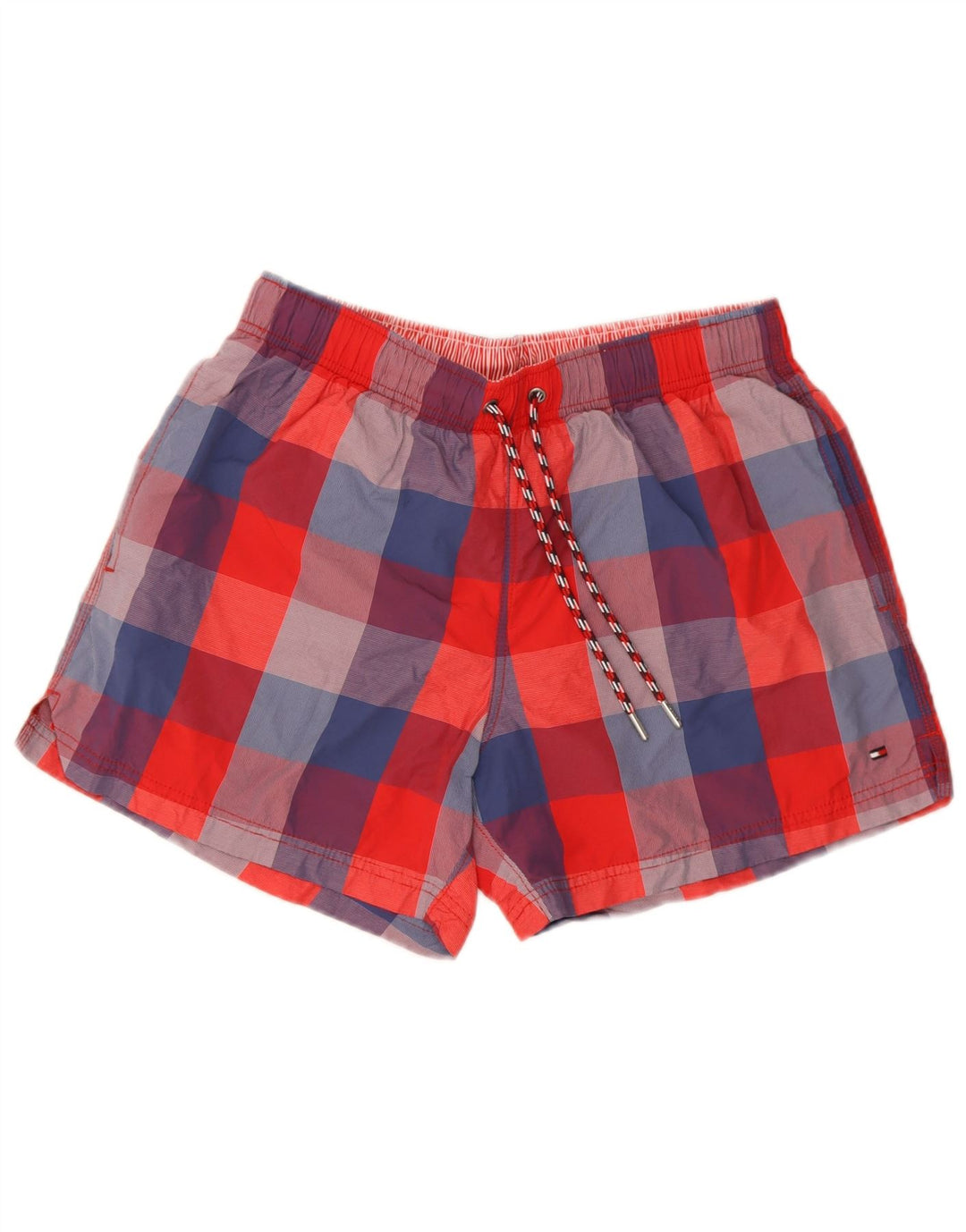 Pantaloni scurți de înot Tommy Hilfiger pentru bărbați, nailon cu carouri medii roșii