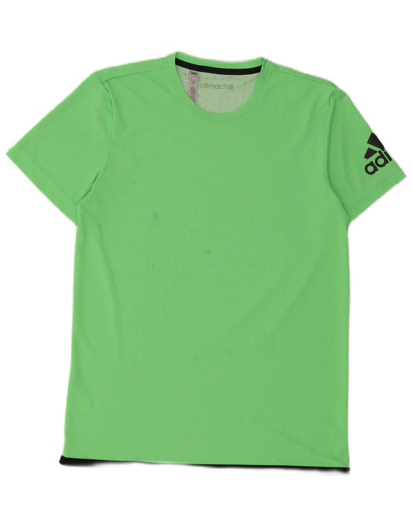 Tricou cu grafic Climachill Adidas pentru bărbați Top Medium Green Colorblock