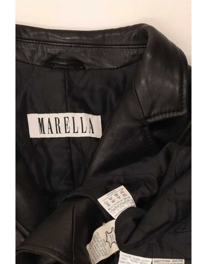 Palton de piele pentru femei Marella UK 12 Piele neagră medie