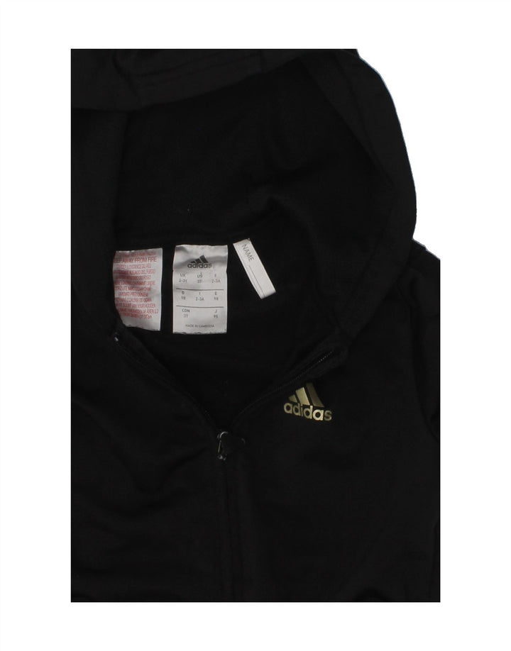 ADIDAS Girls Zip Hoodie Sweater 2-3 Years Black Polyester Vintage Adidas and Second-Hand Adidas from Messina Hembry 