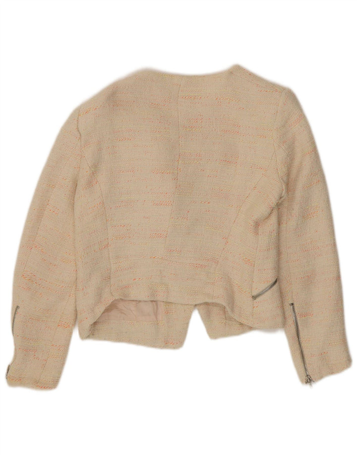 Jachetă Blazer pentru Damă Zara UK 12 Medium Bej Pete Bumbac