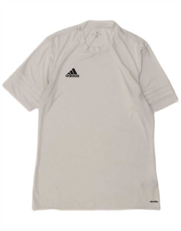 Tricou ADIDAS Climalite pentru bărbați, poliester mediu alb