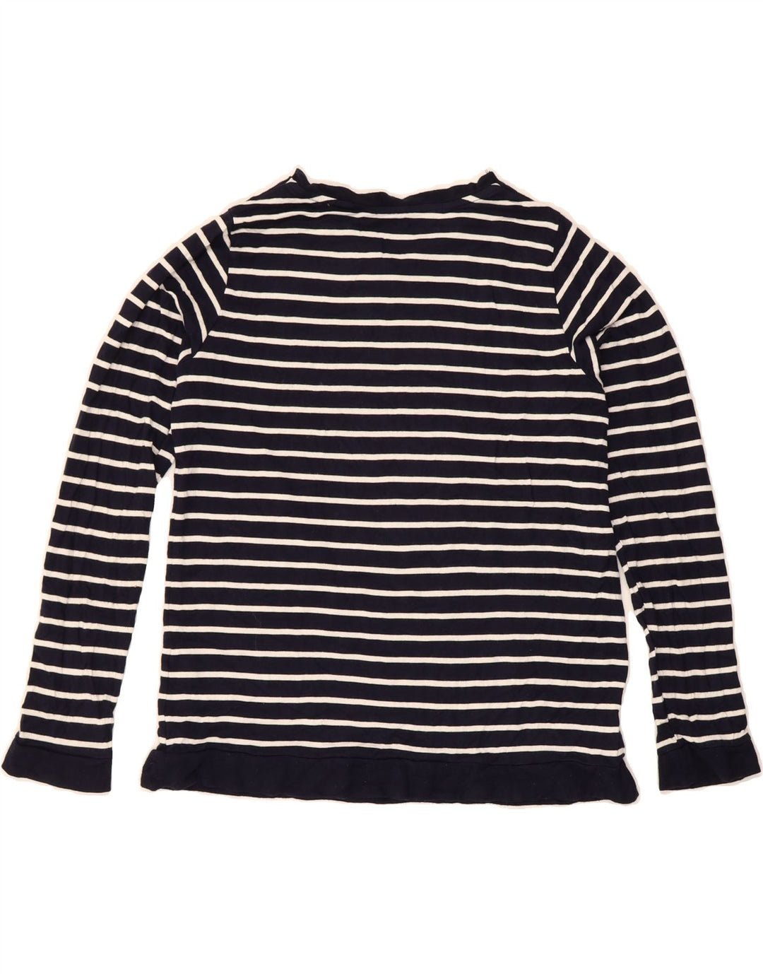 OASIS Womens Top Long Sleeve UK 10 Small Navy Blue Striped Viscose Vintage Oasis and Second-Hand Oasis from Messina Hembry 