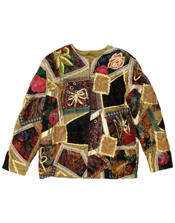 ELISA LANDRI Jachetă Blazer pentru femei UK 16 mare Kaki Patchwork Viscoză