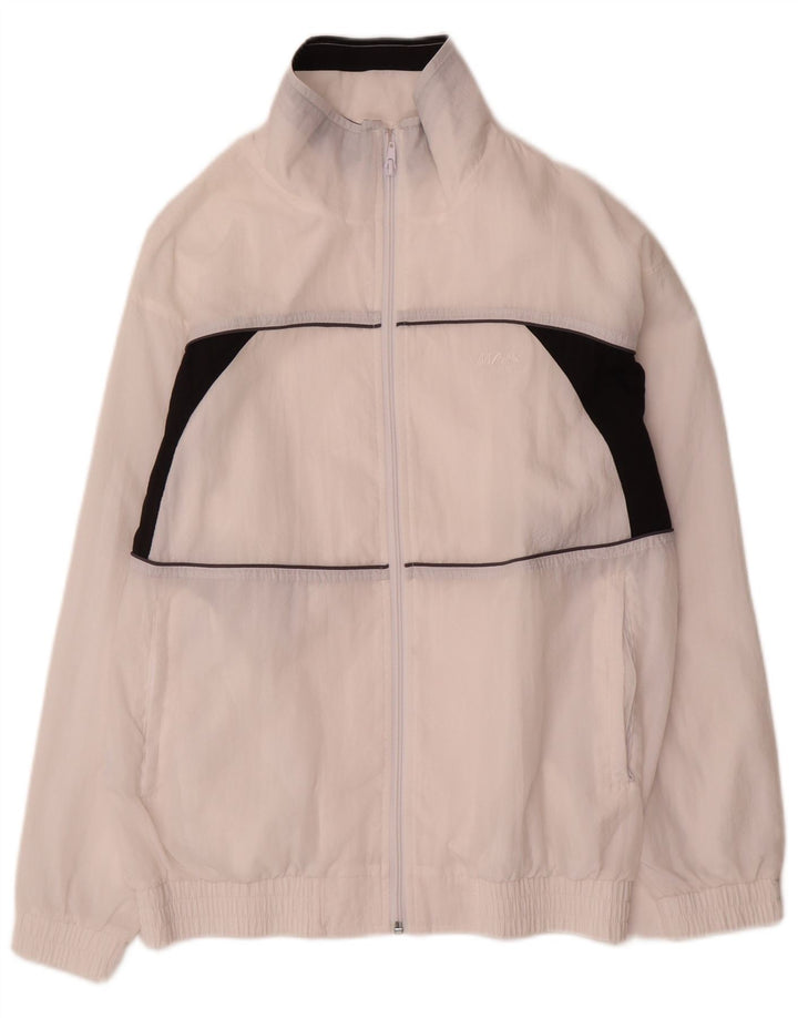 Jachetă de trening vintage pentru femei UK 12 Medium White Colorblock