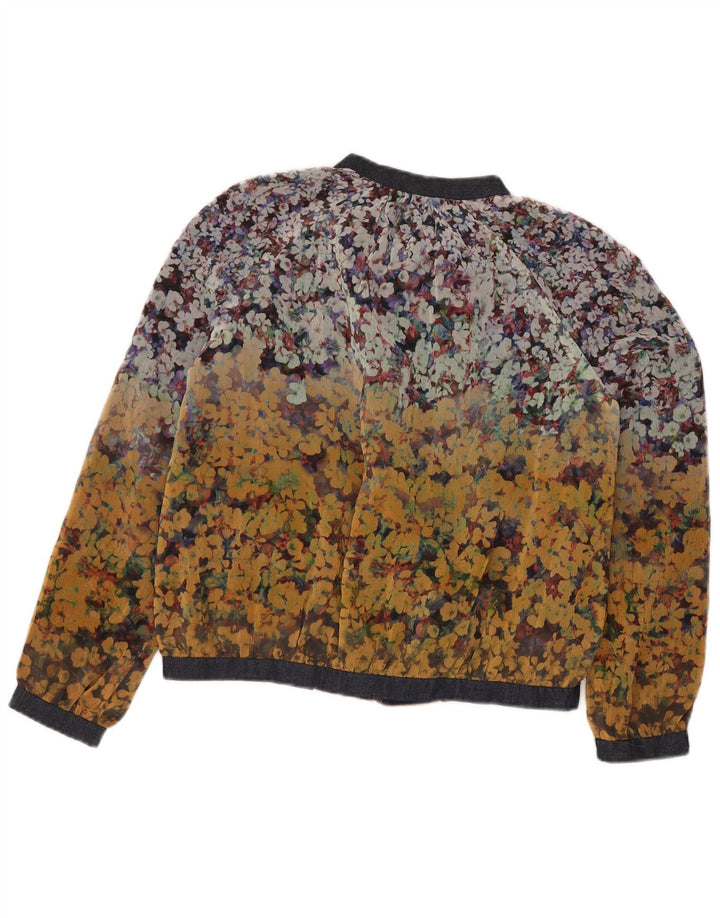 Jachetă bomber supradimensionată pentru femei Zara UK 10, poliester floral, galben mic
