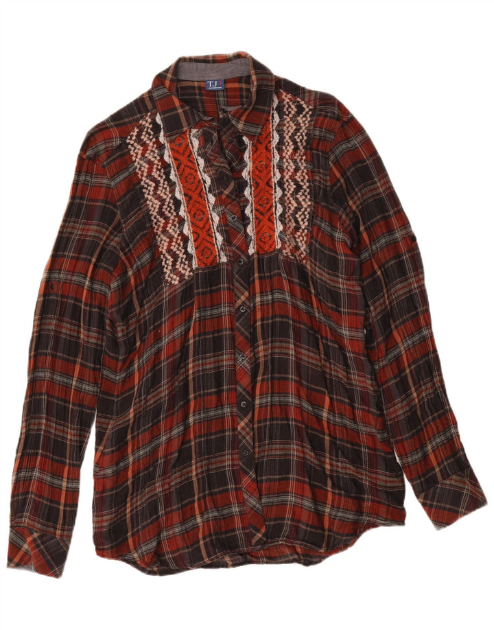 Cămașă cu paragate Trussardi pentru femei UK 14 Medium Burgundy Check