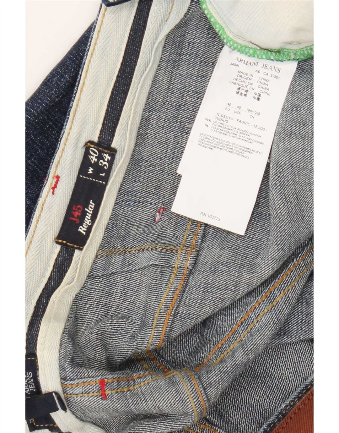 Blugi drepti pentru bărbați Armani L40 L34 Bumbac bleumarin
