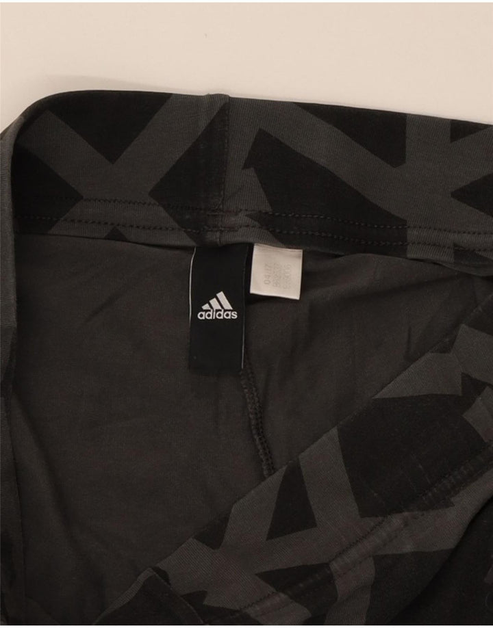 ADIDAS Womens Leggings UK 12 Medium  Black Geometric Vintage Adidas and Second-Hand Adidas from Messina Hembry 