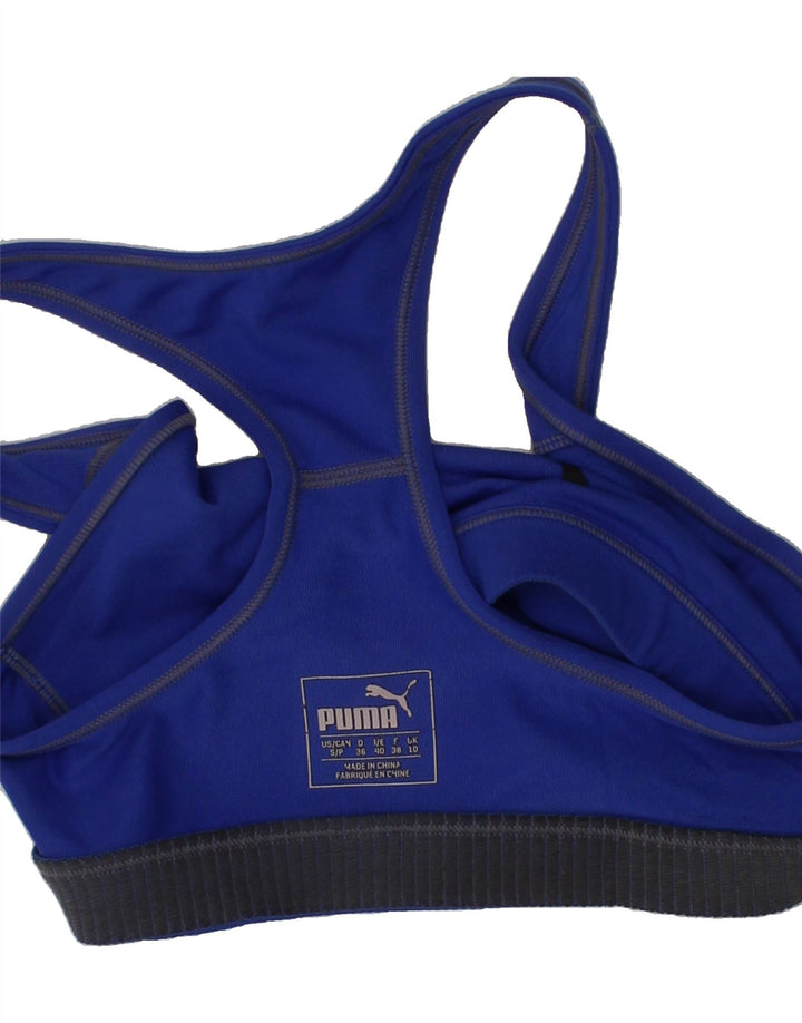 PUMA Womens Graphic Sport Bra Top UK 10 Small Blue Polyester Vintage Puma and Second-Hand Puma from Messina Hembry 