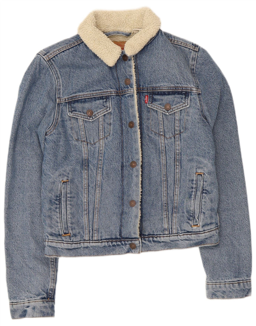 Jachetă de blugi Sherpa pentru femei Levi's UK 6 XS Bumbac albastru