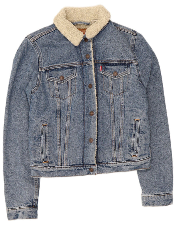 Jachetă de blugi Sherpa pentru femei Levi's UK 6 XS Bumbac albastru