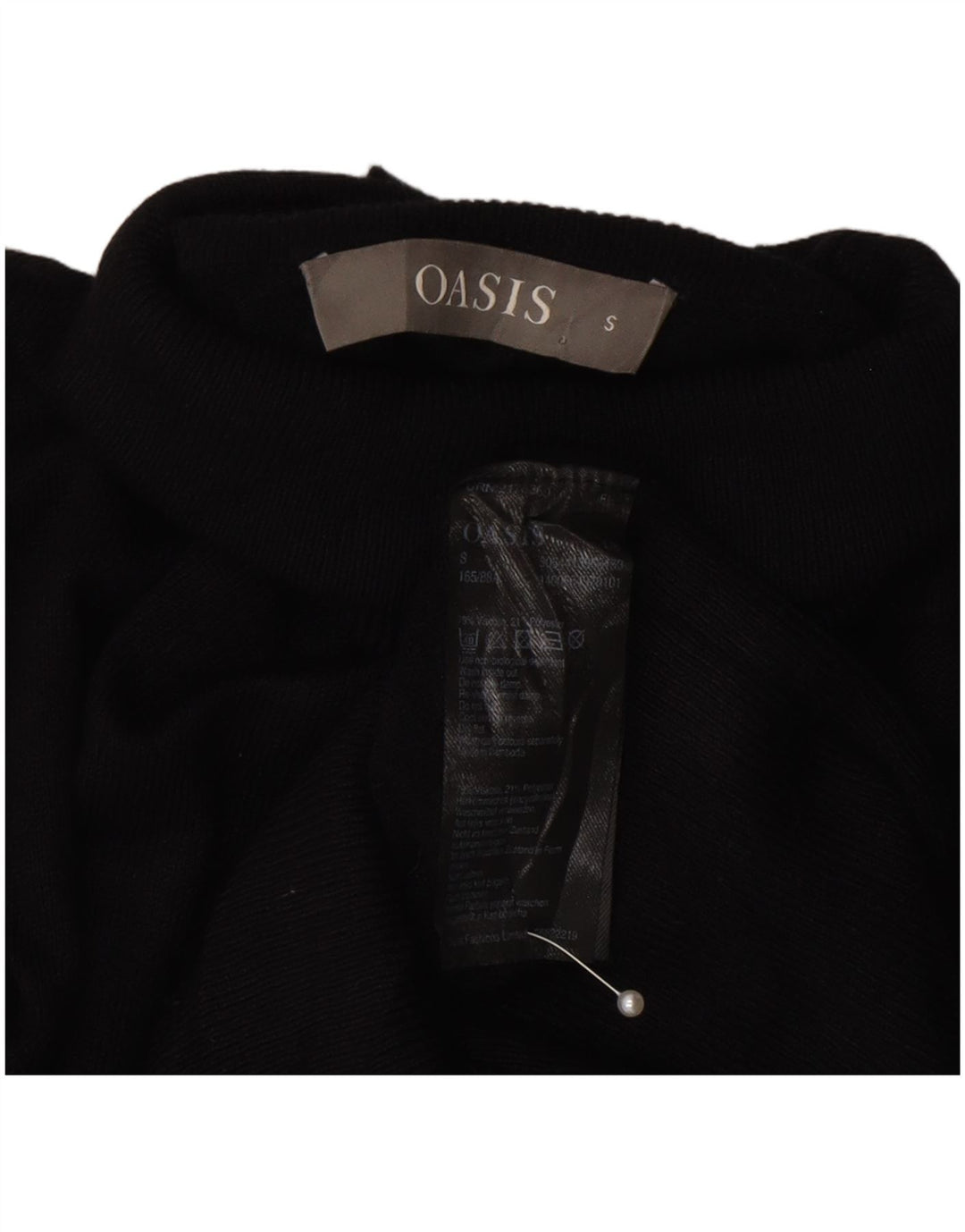 Oasis Pulover cu gât rulat pentru femei UK 10 Small Black Viscose