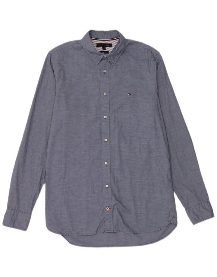 TOMMY HILFIGER Mens Slim Fit Shirt Medium Blue Check Cotton