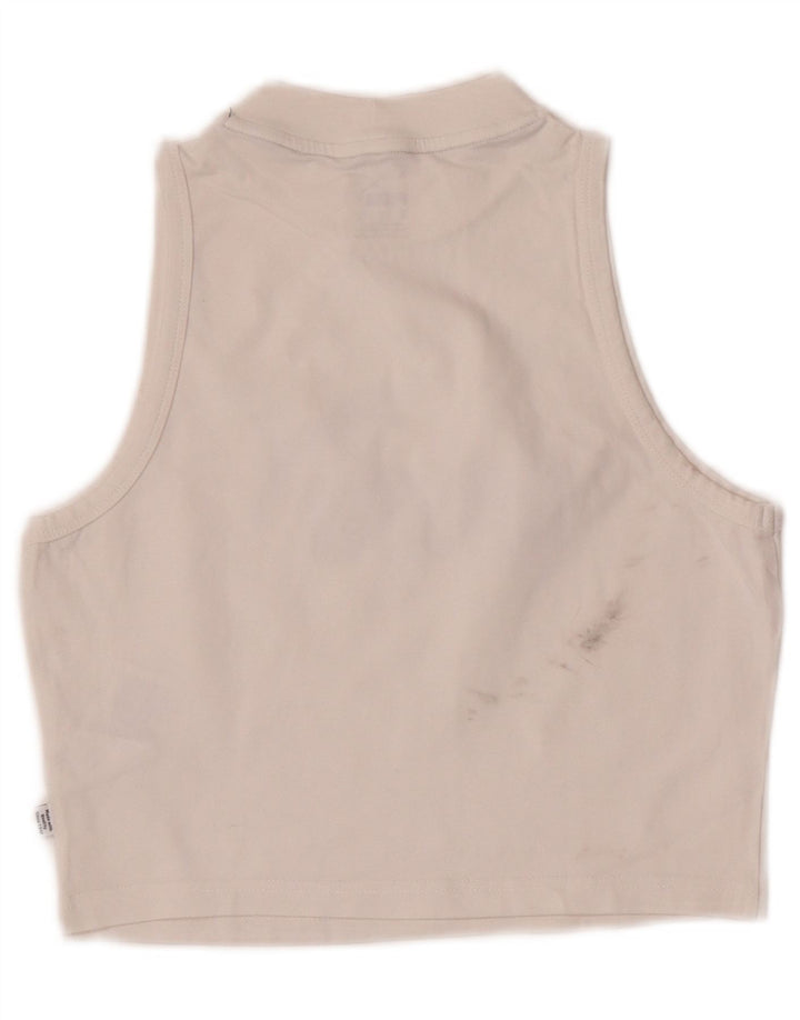 Puma Crop Graphic Vest Top pentru femei UK 12 Bumbac alb mediu