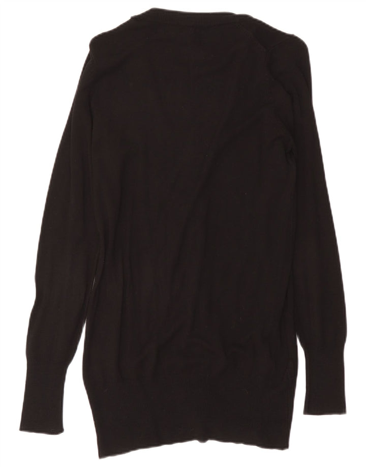 Pulover cardigan lung pentru femei Zara UK 14 Medium Black Viscose