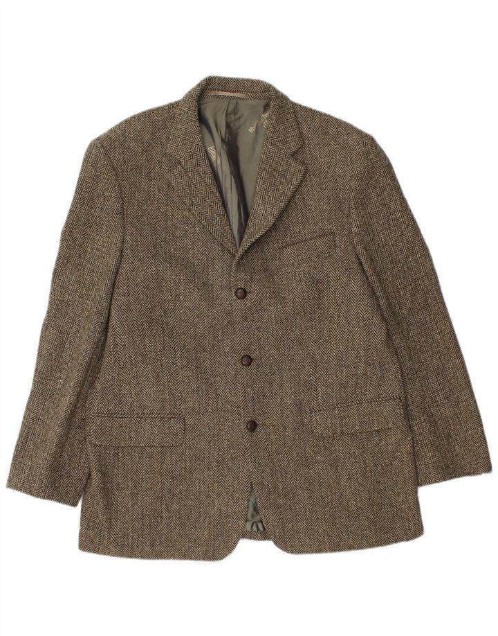 Jachetă pentru bărbați Harris Tweed, cu 3 nasturi, UK 40, maro, mare