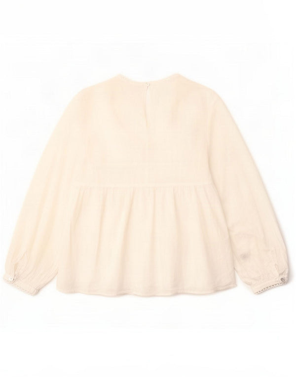 Zara Femei Bluză cu mâneci 3/4 Top UK 10 Small White Poliester