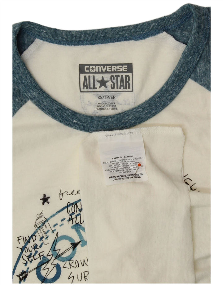 CONVERSE pentru femei Chuck Taylor Graphic Top cu mâneci 3/4 UK 6 XS alb