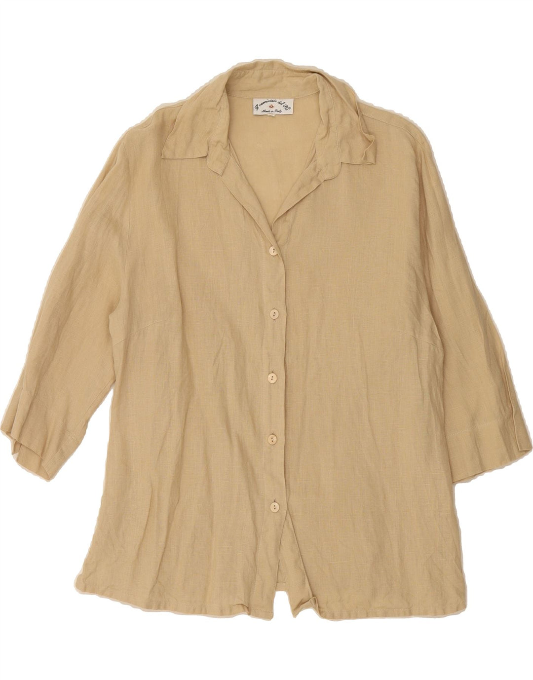 VINTAGE Womens 3/4 Sleeve Shirt IT 50 XL Beige Vintage Vintage and Second-Hand Vintage from Messina Hembry 