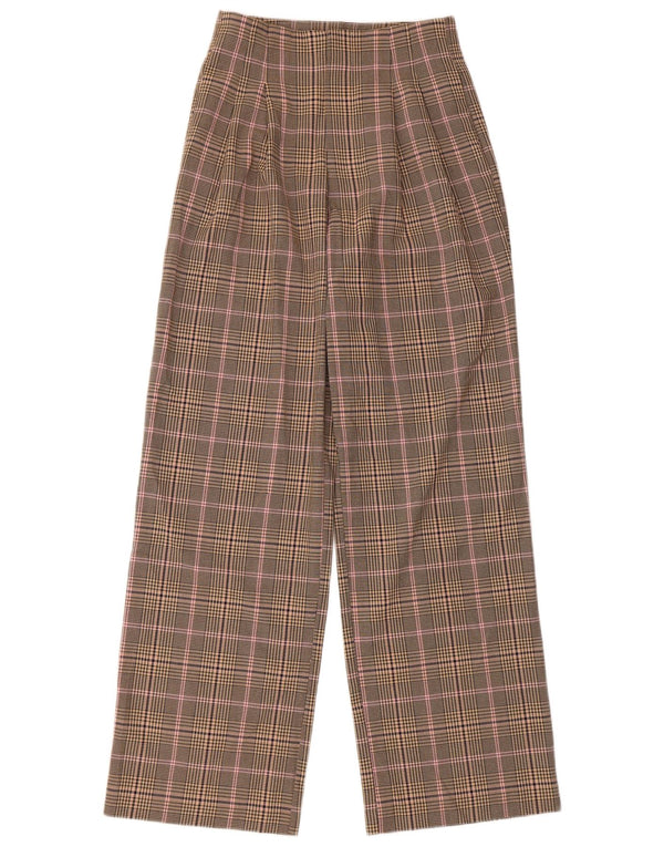Pantaloni casual pentru femei Zara XS W24 L30 poliester cu carouri bej