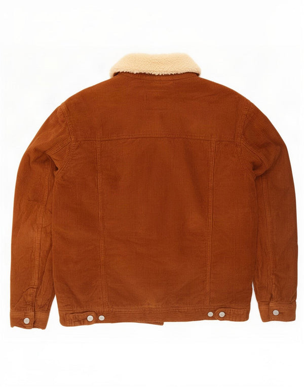 Jachetă Sherpa din velur pentru bărbați Zara UK 40 mare, maro, bumbac color bloc