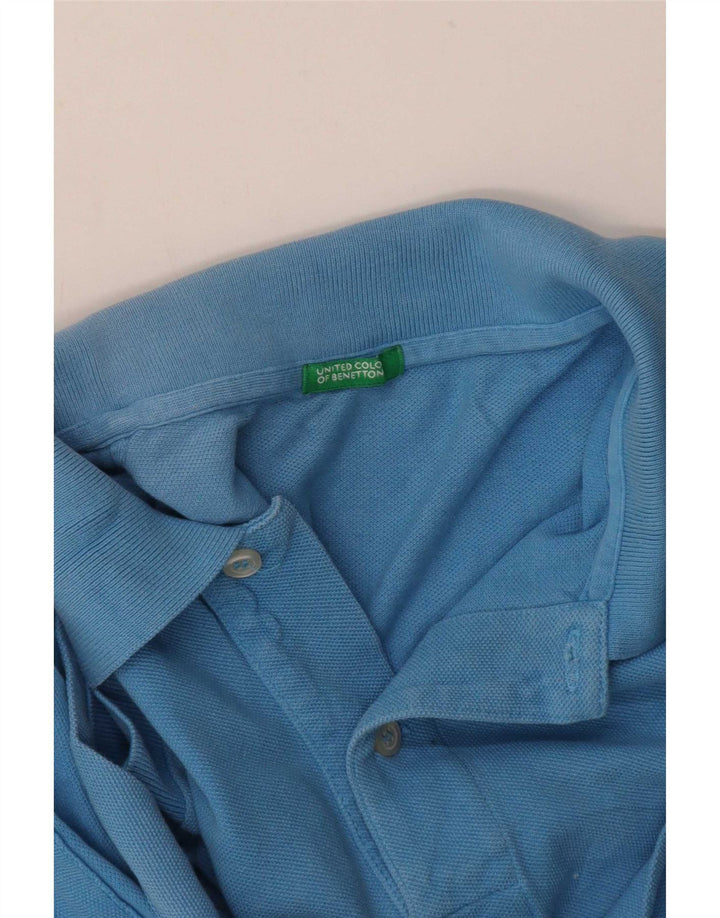 Benetton Mens Polo Shirt Medium Blue