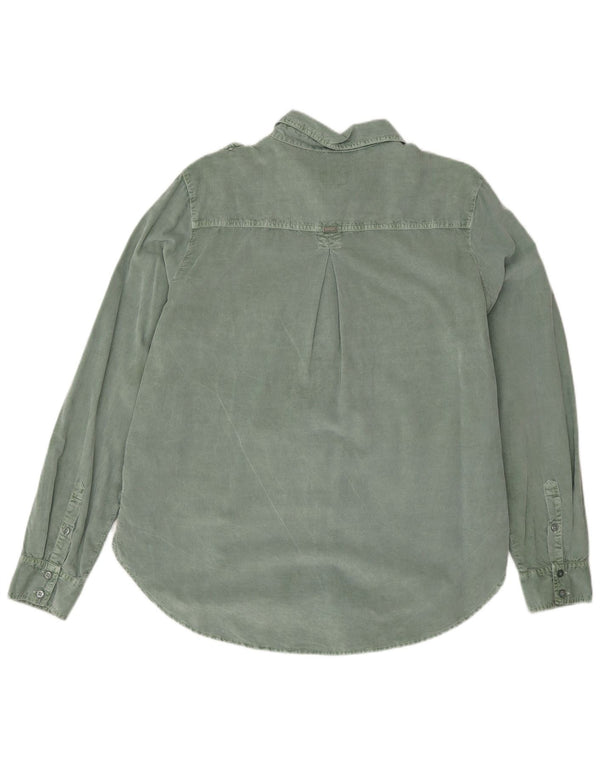 Cămașă militară oversize din velur pentru femei Guess UK 12 bumbac verde mediu