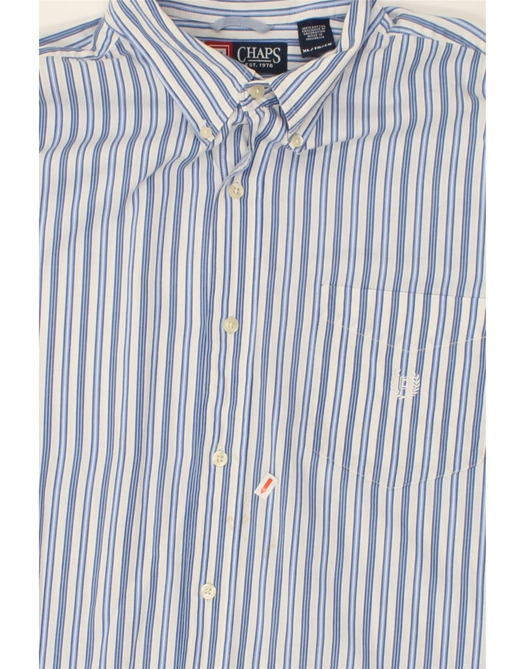 CHAPS Mens Shirt XL Blue Striped Cotton Vintage Chaps and Second-Hand Chaps from Messina Hembry 