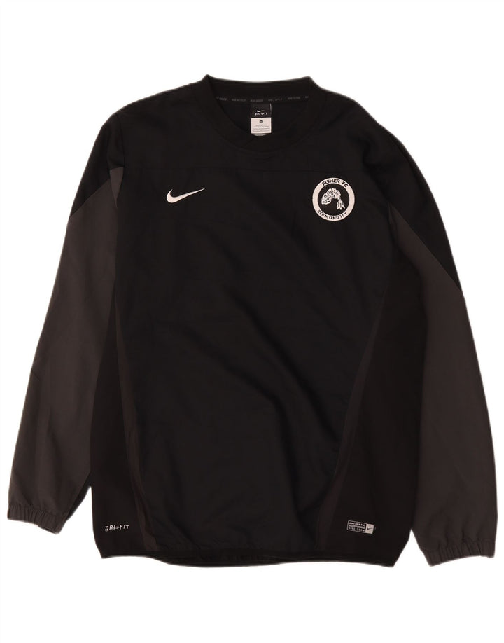 Top grafic Nike Dri Fit pentru bărbați cu mânecă lungă, mare, negru, poliester color bloc